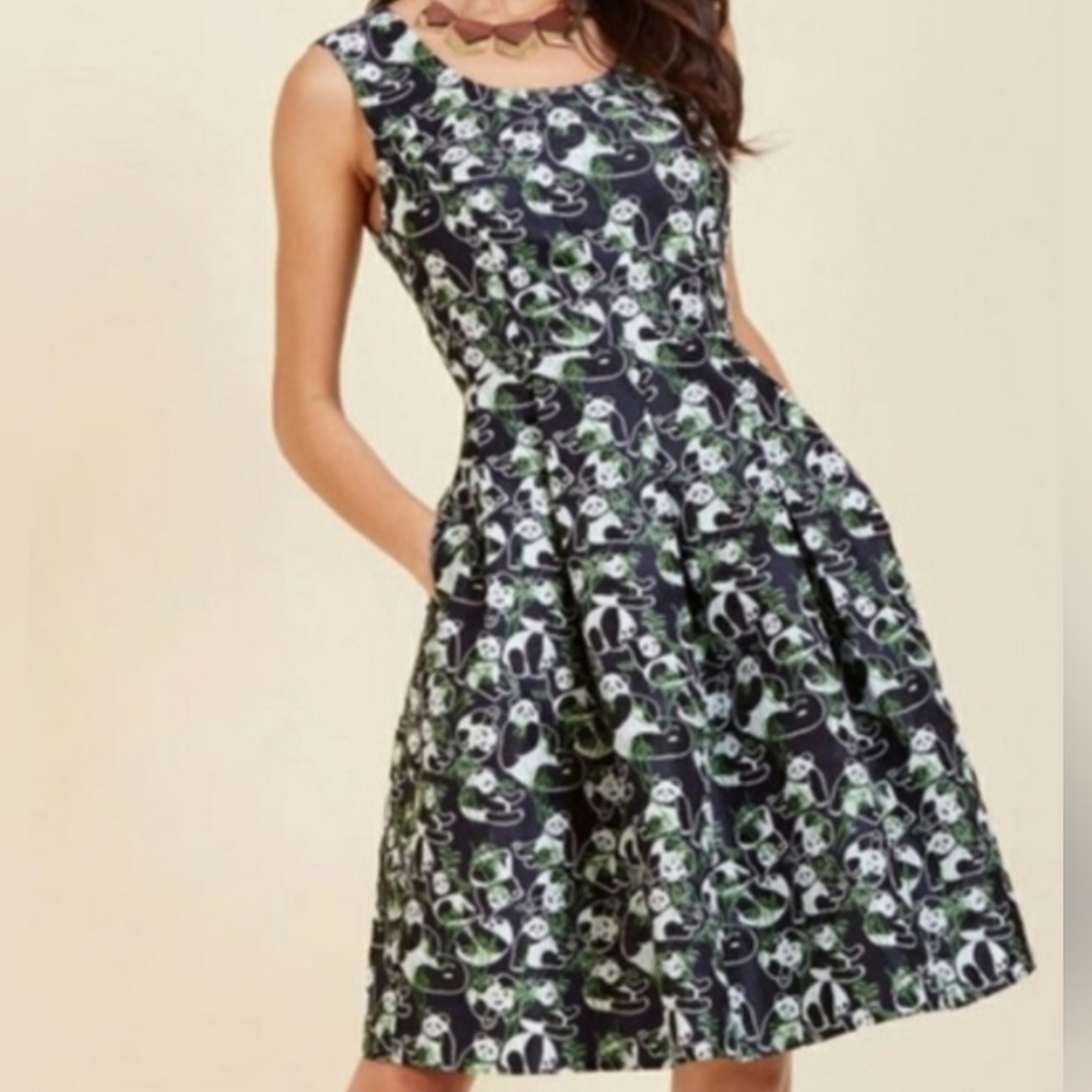 NEW Modcloth Lace & Mesh Panda Print Dress Size M (Matching Shoes Not Included)